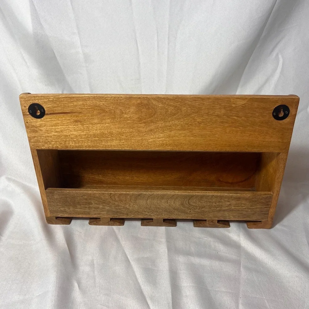 Vintage Wood Wall Mount Wine Glass Rack Stemware Holder Bar Shelf Rustic Decor